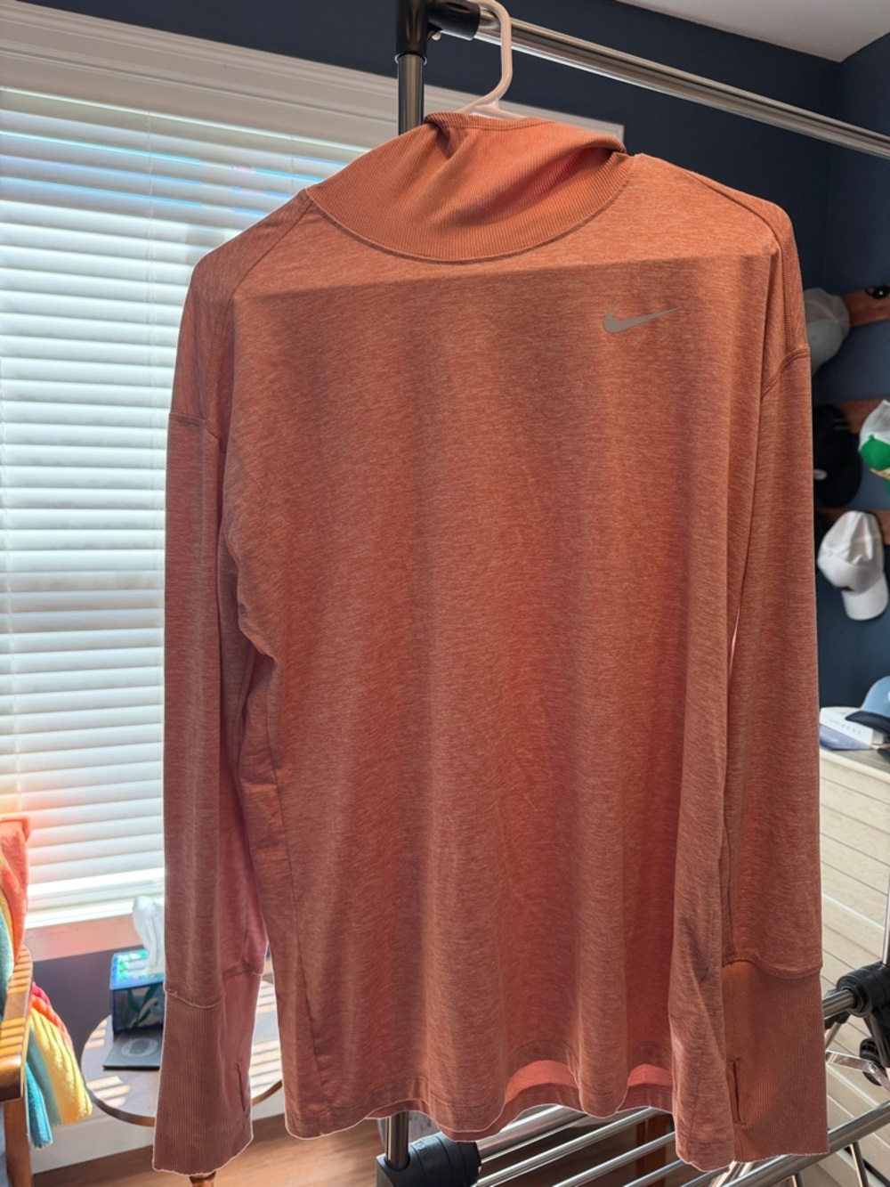 Nike Women’s Long Sleeve Dri‑Fit Top - Rust/Coral
